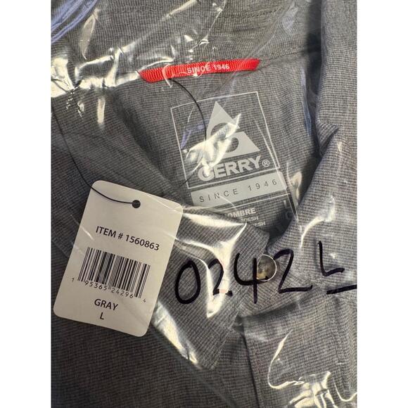 NWT Gerry Men’s Short Sleeve Woven Camp Shirt – Gray – Size Large - Picture 4 of 4